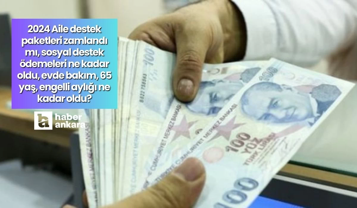 2024 Aile destek paketleri zamlandı mı, sosyal destek ödemeleri ne kadar oldu, evde bakım, 65 yaş, engelli aylığı ne kadar oldu?