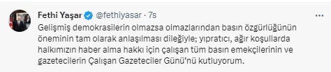 Yenimahalle Belediye Başkanı Yaşar'dan 10 Ocak Çalışan Gazeteciler Günü mesajı! - Resim : 2