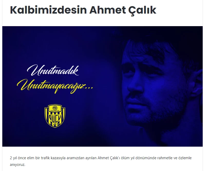 Gençlerbirliği ve Ankaragücü Ahmet Çalık'ı unutmadı - Resim : 2