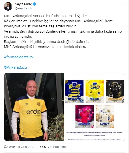 Ankara Sanayi Odası Başkanı Ardıç'tan Ankaragücü'ne destek çağrısı!