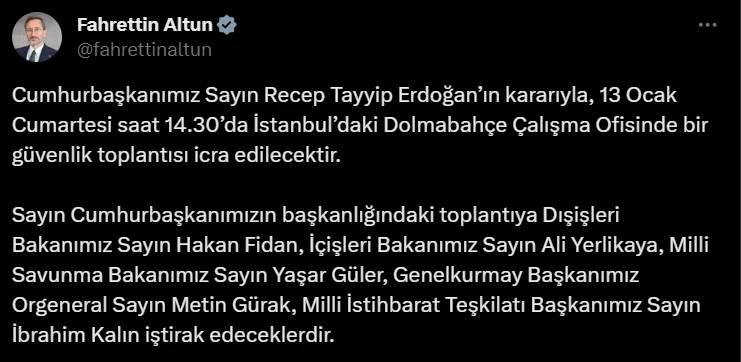 Cumhurbaşkanı Erdoğan talimat verdi! Dolmabahçe'de güvenlik toplantısı yapılacak