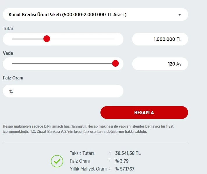 7.669 TL taksitle 1 milyon konut kredisi! Ziraat Bankası veriyor