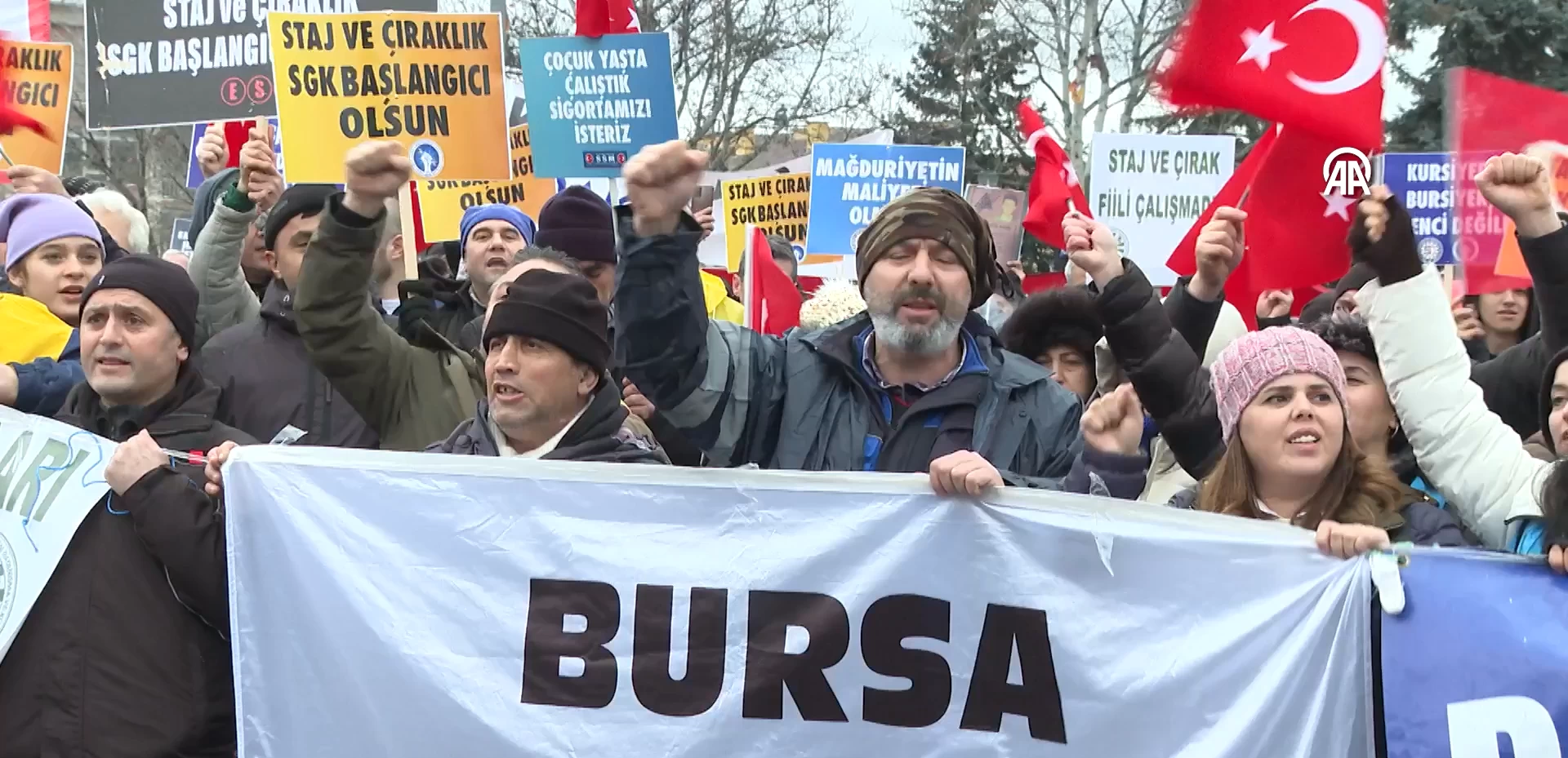 Ankara'da Staj ve Çıraklık Sigortası Mağdurları eylem yaptı