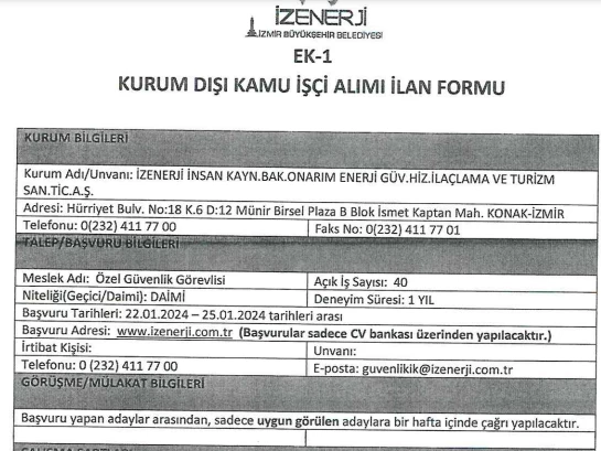 Kamu kurumuna KPSS’siz özel güvenlik görevlisi alımı başladı