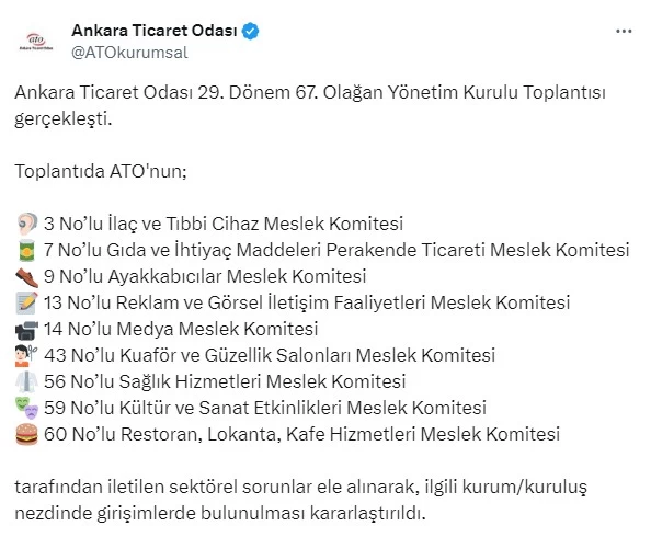 ATO Olağan Yönetim Kurulu Toplantısı yapıldı