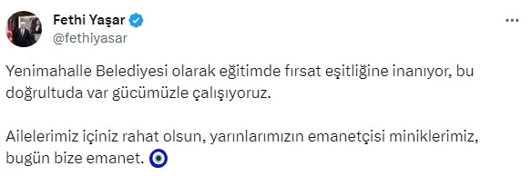 Yenimahalle Belediyesi Anaokul ve gündüz bakım evleri ile binlerce çocuğa hizmet veriyor