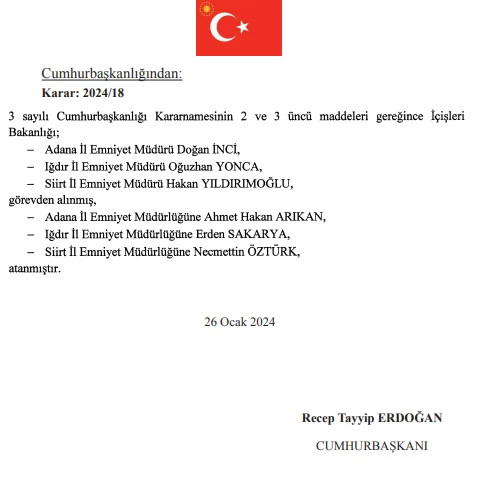 Atama kararları Resmi Gazete'de! 3 ilin emniyet müdürü, 127 ilçenin kaymakamı ve 20 vali yardımcısı değişti