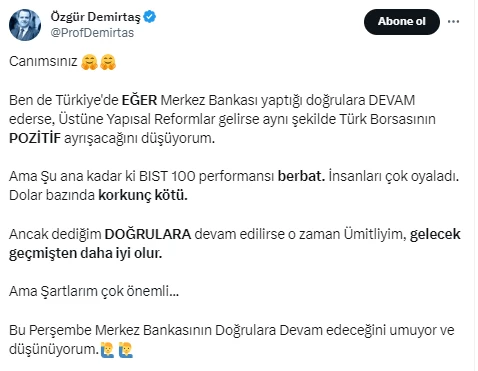 Borsa yatırımcısına o isimden flaş uyarı! Yükselişin formülü belli oldu ibre tersine ancak öyle dönebilir