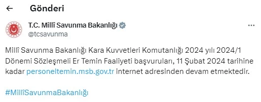 2024 MSB Sözleşmeli Er başvuruları nereden, nasıl yapılır?