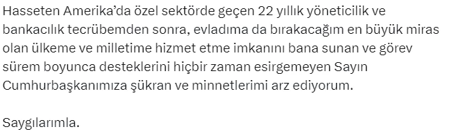 Hazine ve Maliye Bakanı Şimşek duyurdu! TCMB Başkanı Hafize Gaye Erkan istifa etti! - Resim : 2