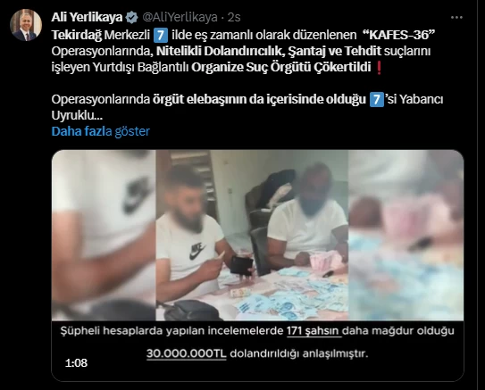 Bakan Yerlikaya paylaştı! Suç örgütü çökertildi elebaşı yakalandı