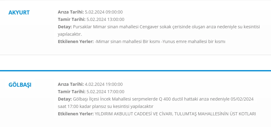 Çubuk Kahramankazan Akyurt Gölbaşı ilçelerinde yaşayanlara 5 Şubat tarihi ile duyuruldu! O saate kadar kullanılamayacak - Resim : 2