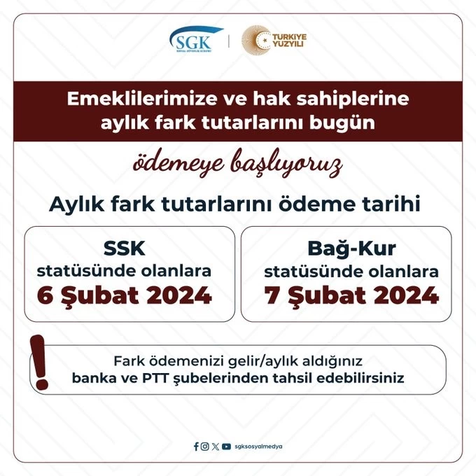 Emekli aylık farkları bugün ödenmeye başlandı!