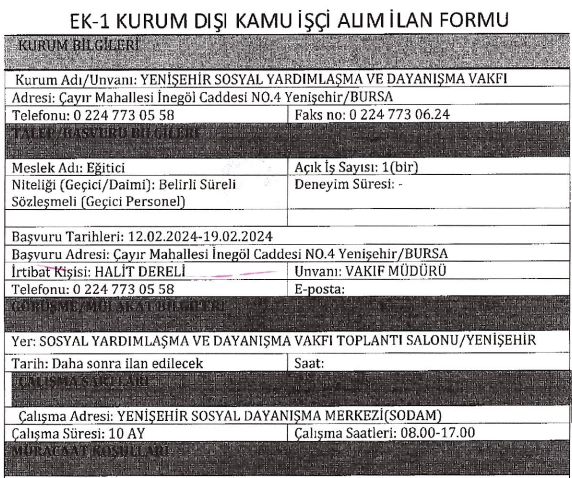 Sosyal Yardımlaşma ve Dayanışma Vakfı KPSS şartsız personel alımı yapıyor