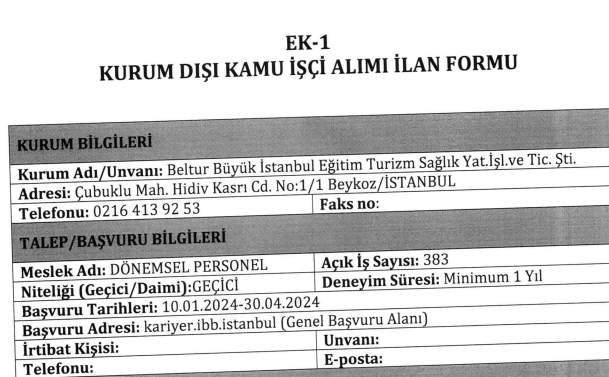 Kamu kurumuna 383 personel alımı başladı! İşte başvuru şartları