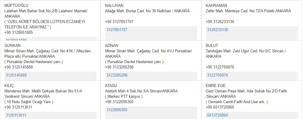 11 Şubat Pazar Ankara nöbetçi eczane listesi yayımlandı! - Resim : 6