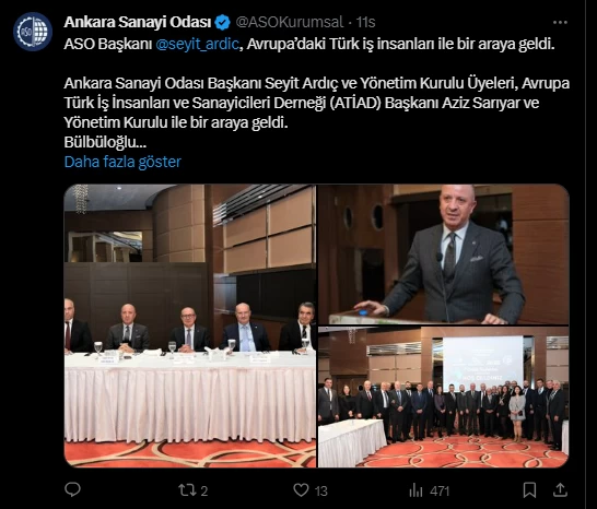 ASO Başkanı Ardıç ve Yönetim Kurulu Üyeleri Avrupa'daki Türk iş insanları ile bir araya geldi - Resim : 2