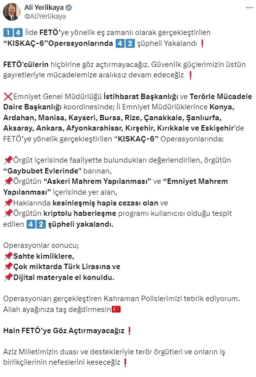 Ankara'da FETÖ mensuplarına Kıskaç-6 operasyonu! 42 kişi gözaltına alındı