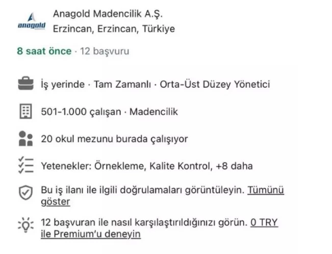 Erzincan İliç'teki maden kazasının ardından şirket iş ilanı yayınladı! 9 işçi halen göçük altında - Resim : 2