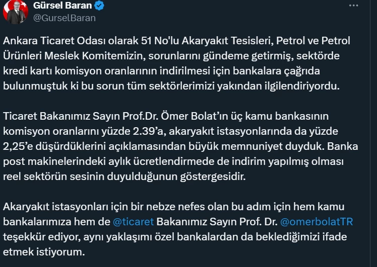 ATO Başkanı Baran gündeme getirmişti! Akaryakıt istasyonlarında kredi kartı komisyonu miktarı değişti