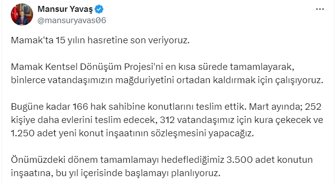 ABB Başkanı Mansur Yavaş duyurdu! Mamak'ta 15 yılın hasretine son veriyoruz