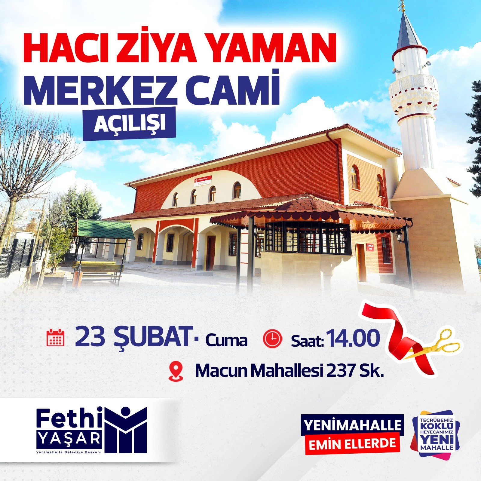 Yenimahalle Belediyesi Hacı Ziya Yaman Merkez Camii'nin Cuma günü açılacağını duyurdu - Resim : 2