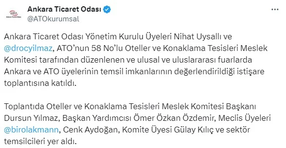 Ankara ve ATO üyelerinin fuarlarda temsil imkanları masaya yatırıldı