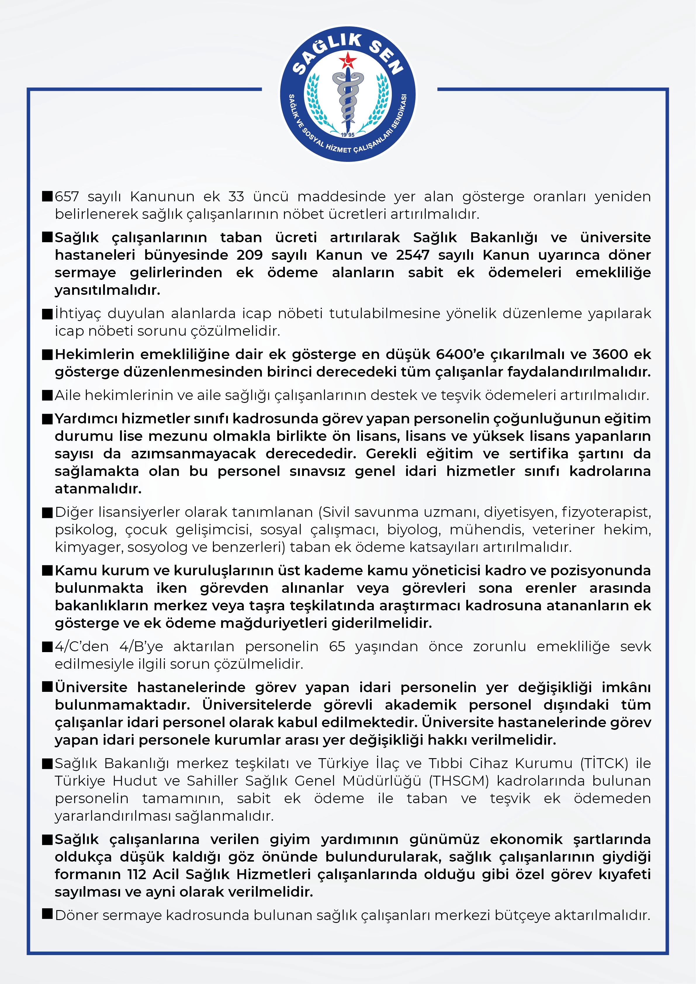 Sağlık-Sen sağlık çalışanlarının nöbet ücretlerinin arttırılması için TBMM'ye seslendi - Resim : 2