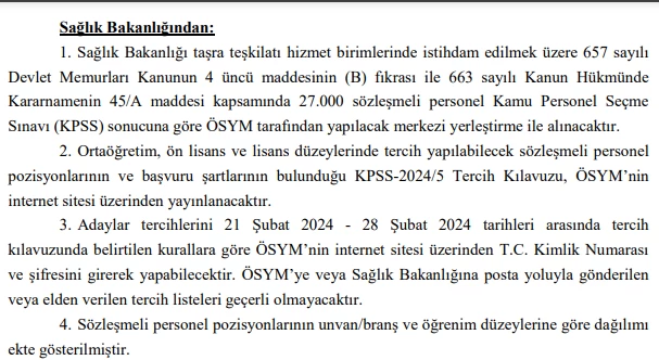 Resmi Gazete'de yayımlandı Bakanlık 27 bin sözleşmeli personel alımı için kolları sıvadı hemen başvurun