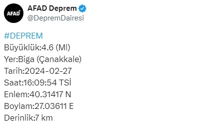 SON DAKİKA I Çanakkale'de korkutan deprem! Marmara Denizi sallandı