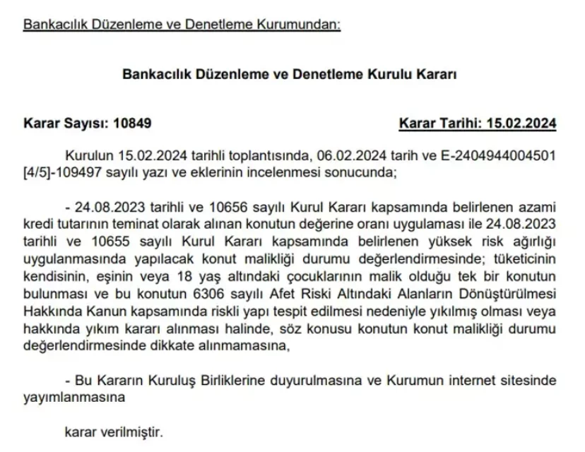 BDDK'dan konut kredisi kararı! Kredi sınırı muafiyeti getirildi