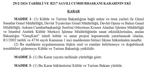 Kültür ve Turizm Bakanlığı GençKart uygulamasını Resmi Gazete'de duyurdu! - Resim : 2