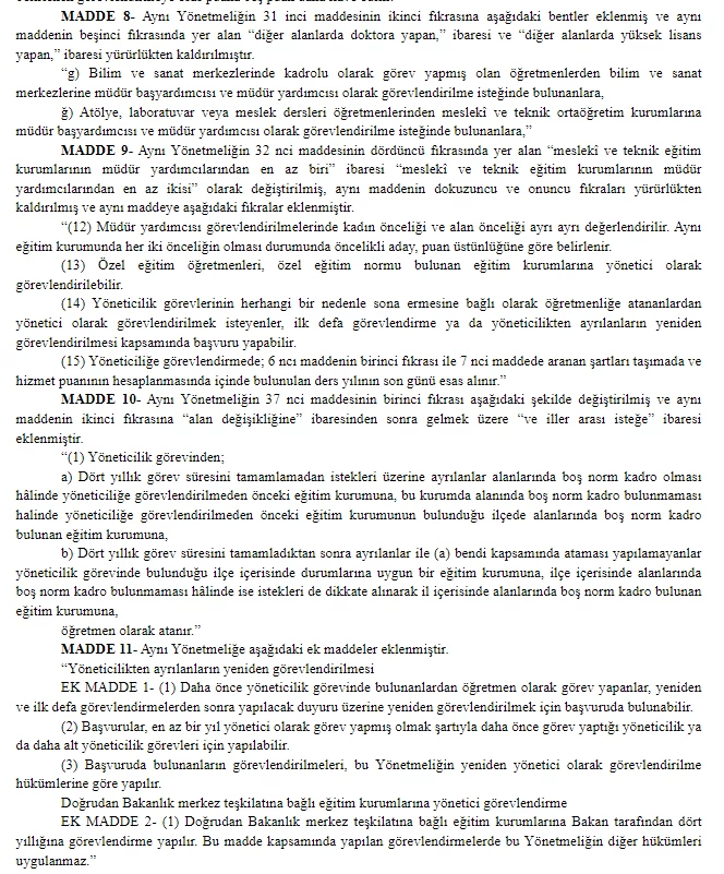 Resmi Gazete'de yayımlandı! MEB yönetici görevlendirme yönetmeliğinde değişiklik - Resim : 2