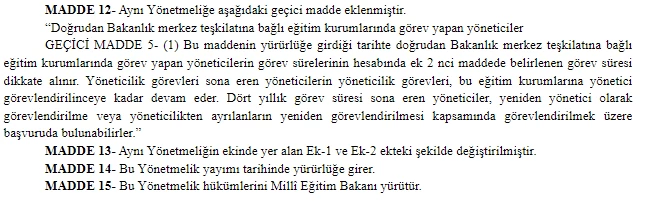 Resmi Gazete'de yayımlandı! MEB yönetici görevlendirme yönetmeliğinde değişiklik - Resim : 3