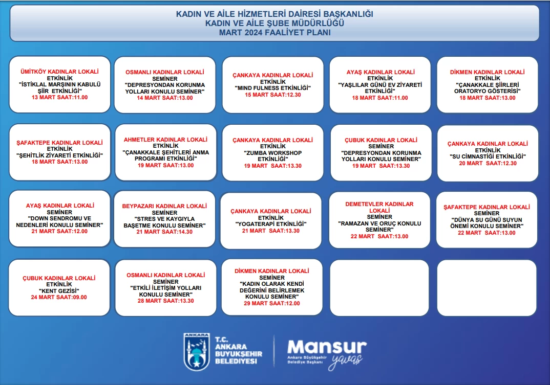 Ankara'da Mart 2024 faaliyet takvimi belli oldu! Kadın, Çocuk ve Aile Yaşam Merkezlerinde dolu dolu program - Resim : 7