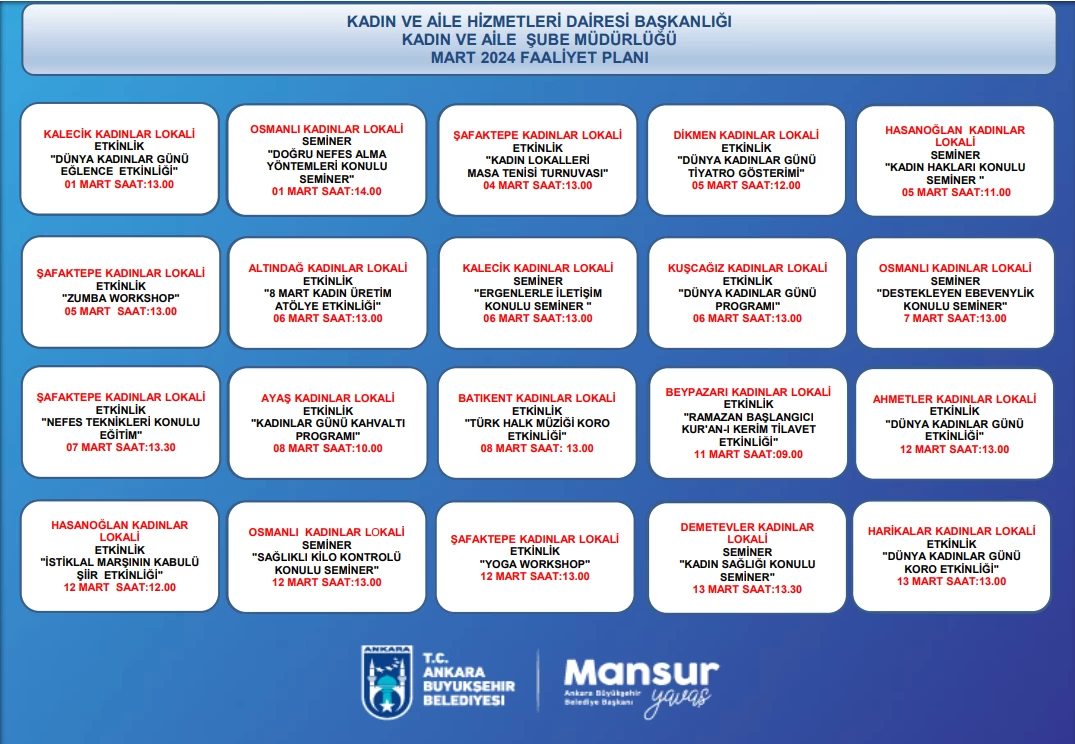 Ankara'da Mart 2024 faaliyet takvimi belli oldu! Kadın, Çocuk ve Aile Yaşam Merkezlerinde dolu dolu program - Resim : 6