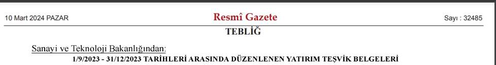 Sanayi ve Teknoloji Bakanlığı 5 bin 122 yatırım teşvik belgesi verdiğini duyurdu!