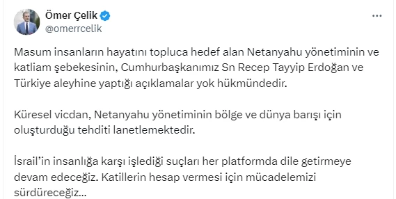 AK Parti Sözcüsü Çelik'ten Netanyahu yönetimine sert eleştiri! - Resim : 2