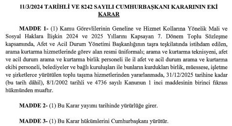 AFAD personeline ücretsiz toplu taşıma kararı Resmi Gazete'de yayımlandı! - Resim : 2