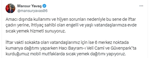 ABB Başkanı Yavaş duyurdu! Ramazan ayına özel iftarlık kumanya ve sıcak yemek ikramı yapılacak - Resim : 2