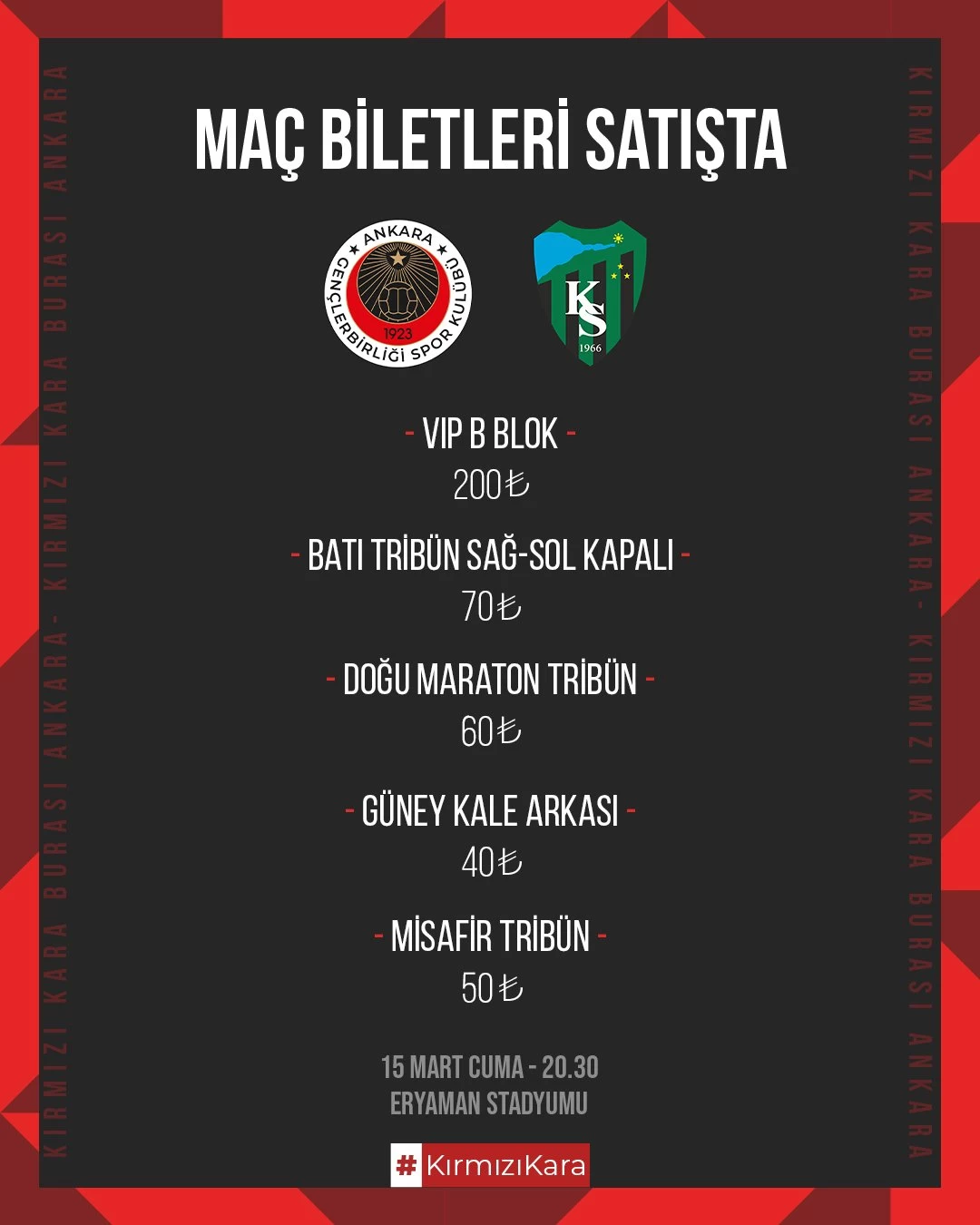 Gençlerbirliği - Kocaelispor maçı biletleri satışa çıktı