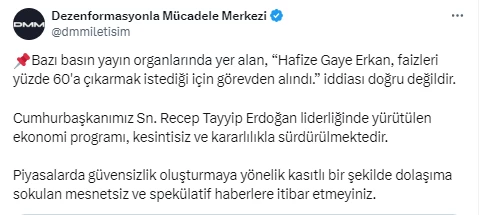 Eski TCMB Başkanı Hafize Gaye Erkan hakkındaki iddialara Dezenformasyon Merkezi'nden açıklama - Resim : 3