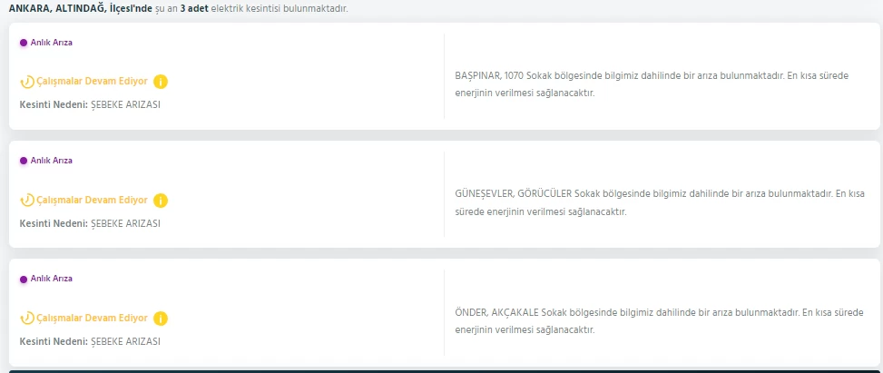 Çankaya Altındağ Sincan Keçiören! Bu ilçelerde kullanıma kapatıldı 24 saat sürebilir - Resim : 3