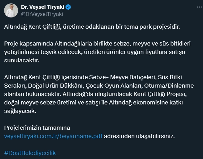 AK Parti Altındağ Belediye Başkan Adayı Veysel Tiryaki Altındağ Kent Çiftliği projesini anlattı