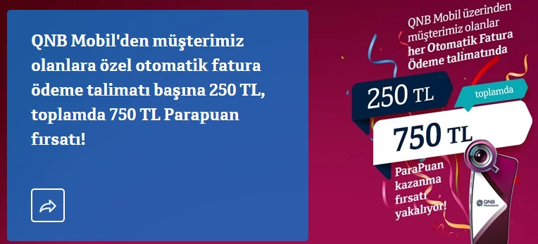 Başvuru için son günler! Finansbank ödeme talimatı verenlere 750 TL hediye edecek