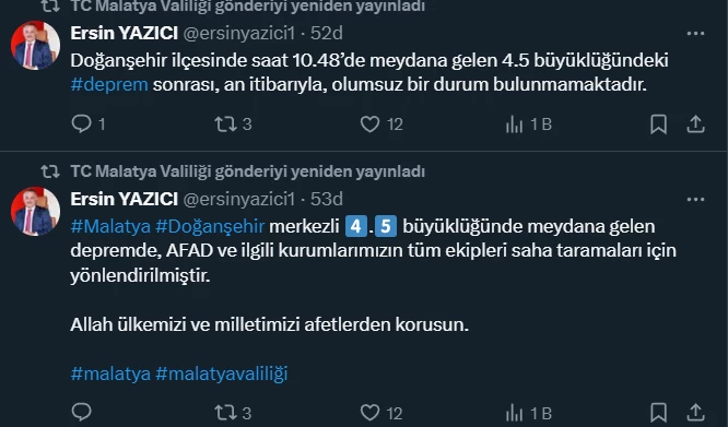 Malatya'da 4.5 büyüklüğünde deprem! Valilikten ilk açıklama geldi