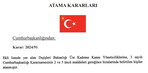 6 Nisan 2024 tarihli Cumhurbaşkanlığı atama kararnamesi Resmi Gazete'de yayımlandı!