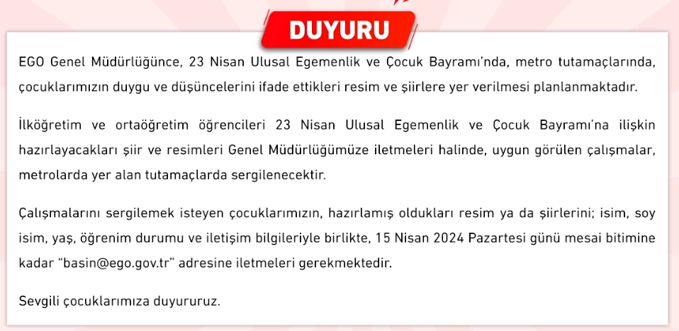 Ankaralı anne babalar dikkat! Çocuklarınız için unutulmaz 23 Nisan hediyesi duyuruldu