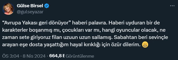 Avrupa Yakası geri mi dönüyor? Gülse Birsel resmen açıkladı