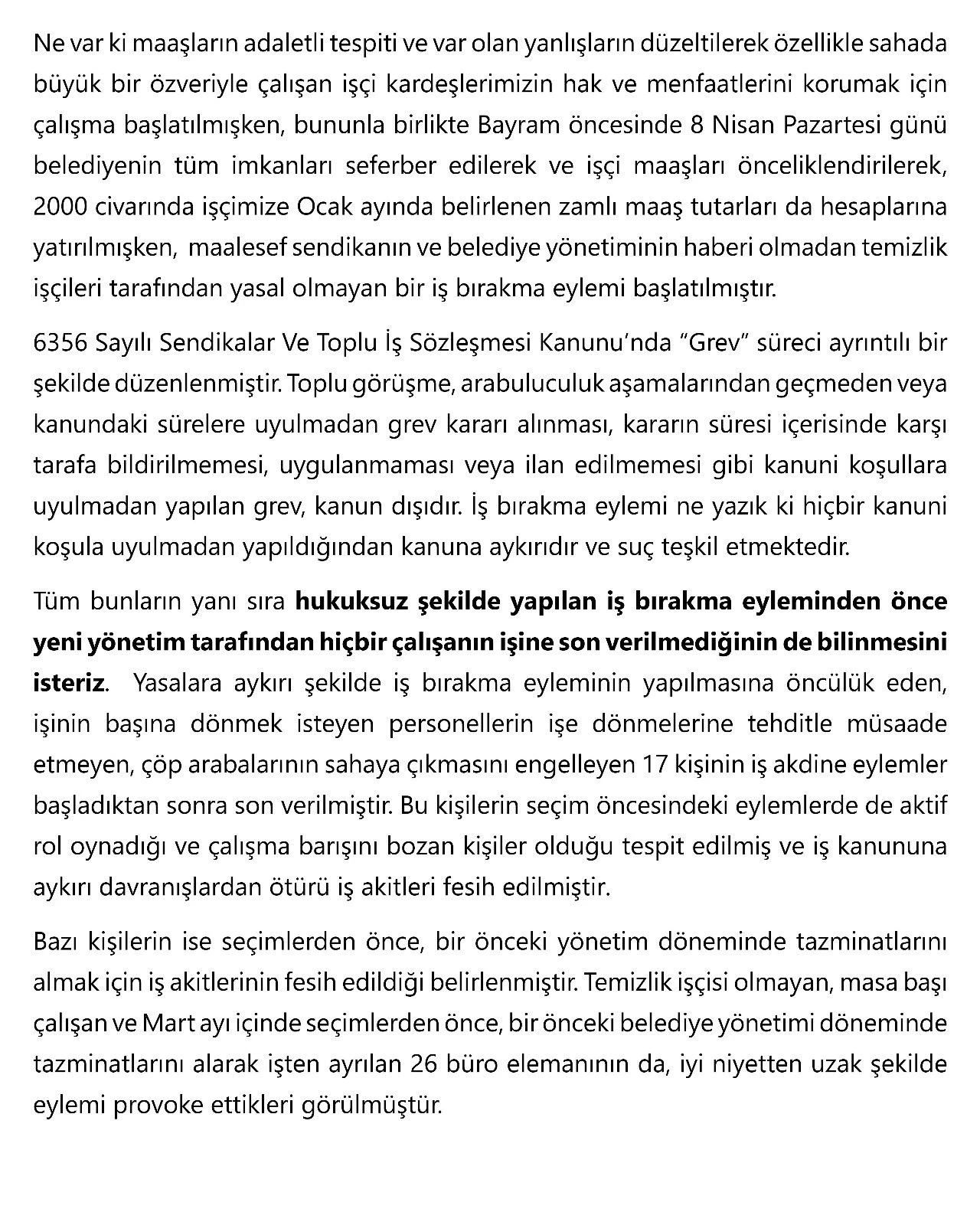 Altındağ Belediye Başkanı Tiryaki'den temizlik işçilerinin başlattığı eyleme ilişkin açıklama! - Resim : 3